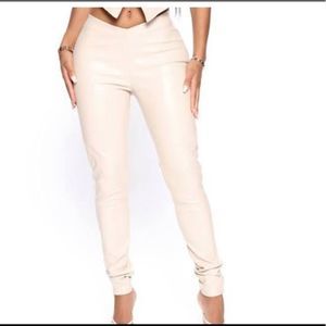 High Mileage Faux Leather Pant - Beige